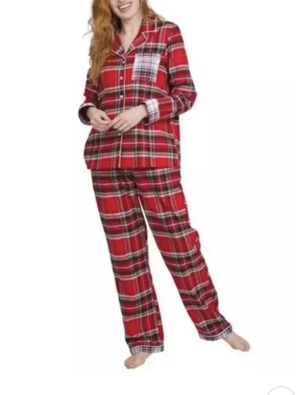 Lands' End Red Plaid Women's Pajama Set